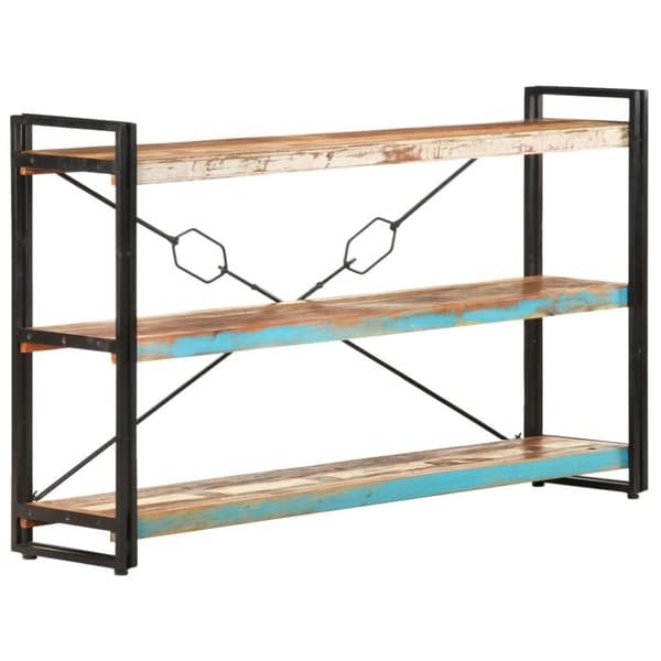 vidaXL bogreol med 3 hylder 140x30x80 massivt genbrugstræ -  Bogskabe & reoler