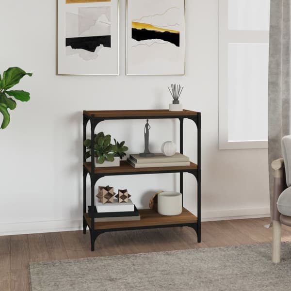 vidaXL Bokhylla brun ek 60x33x70,5 cm konstruerat trä och stål - Bokhyllor & fristående hyllor