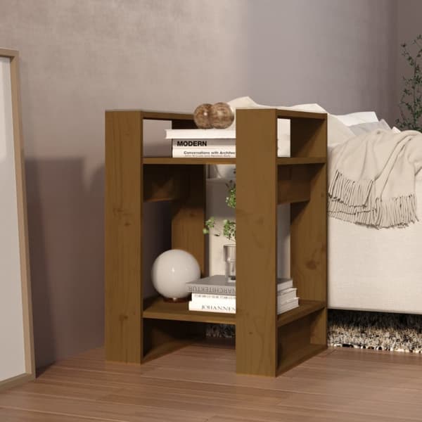 vidaXL bogreol/rumdeler 41x35x57 cm massivt fyrretræ gyldenbrun - Bogskabe & reoler