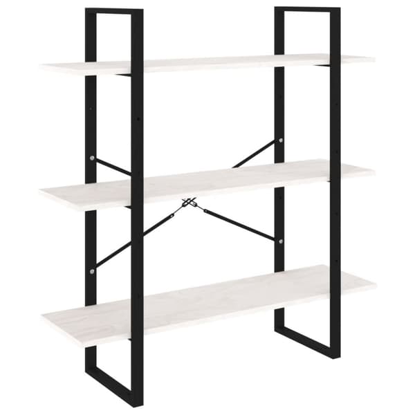 vidaXL bogreol med 3 hylder 100x30x105 cm massivt fyrretræ hvid -  Bogskabe & reoler
