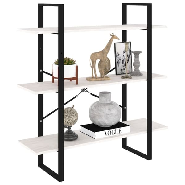 vidaXL bogreol med 3 hylder 100x30x105 cm massivt fyrretræ hvid -  Bogskabe & reoler