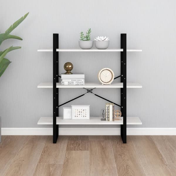 vidaXL bogreol med 3 hylder 100x30x105 cm massivt fyrretræ hvid -  Bogskabe & reoler
