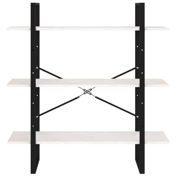 vidaXL bogreol med 3 hylder 100x30x105 cm massivt fyrretræ hvid -  Bogskabe & reoler