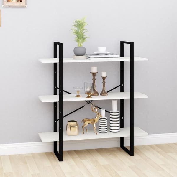vidaXL bogreol med 3 hylder 100x30x105 cm massivt fyrretræ hvid -  Bogskabe & reoler