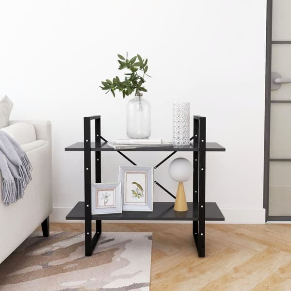 vidaXL Bokhylla 2 hyllplan grå 80x30x70 cm konstruerat trä - Bokhyllor & fristående hyllor