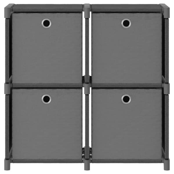vidaXL 4 kuution esittelyhylly + laatikot harmaa 69x30x72,5 cm kangas - Kirjahyllyt