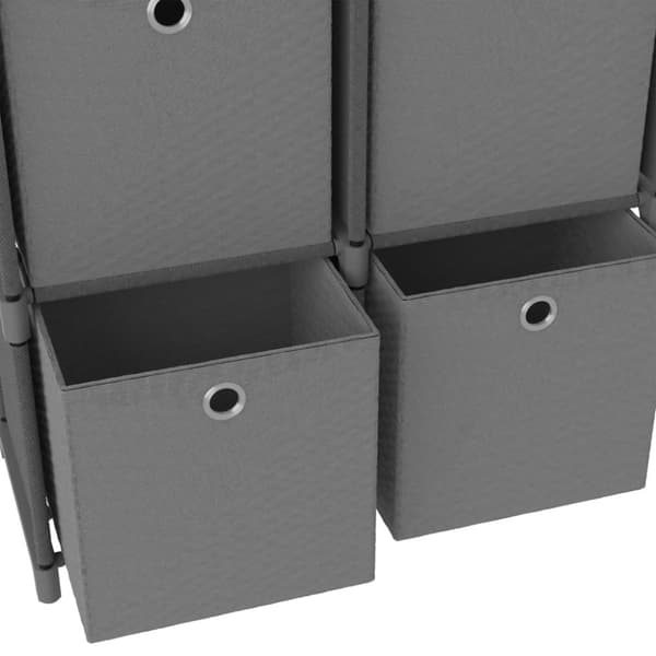 vidaXL 4 kuution esittelyhylly + laatikot harmaa 69x30x72,5 cm kangas - Kirjahyllyt
