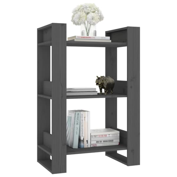 vidaXL bogreol/rumdeler 60x35x91 cm massivt fyrretræ grå -  Bogskabe & reoler