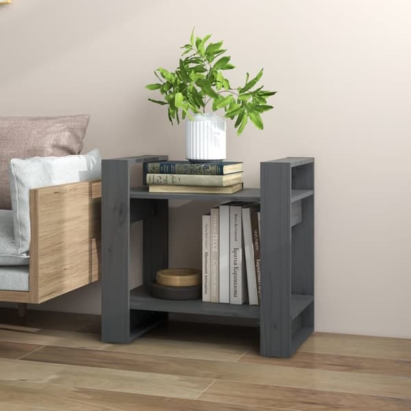 vidaXL Kirjahylly/tilanjakaja harmaa 60x35x57 cm täysi mänty - Kirjahyllyt