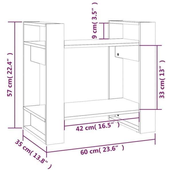 vidaXL bogreol/rumdeler 60x35x57 cm massivt fyrretræ -  Bogskabe & reoler