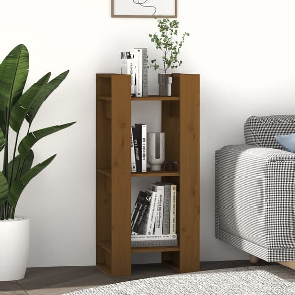 vidaXL bogreol/rumdeler 41x35x91 cm massivt fyrretræ gyldenbrun - Bogskabe & reoler