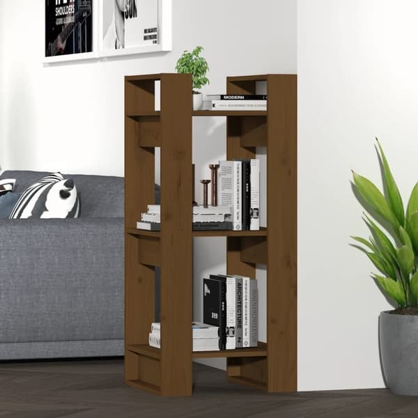vidaXL bogreol/rumdeler 41x35x91 cm massivt fyrretræ gyldenbrun - Bogskabe & reoler