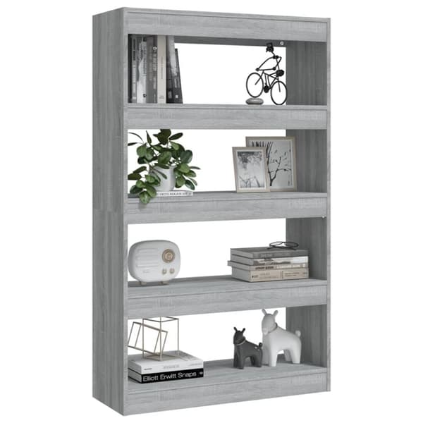vidaXL bogreol/rumdeler 80x30x135 cm konstrueret træ grå sonoma-eg - Bogskabe & reoler