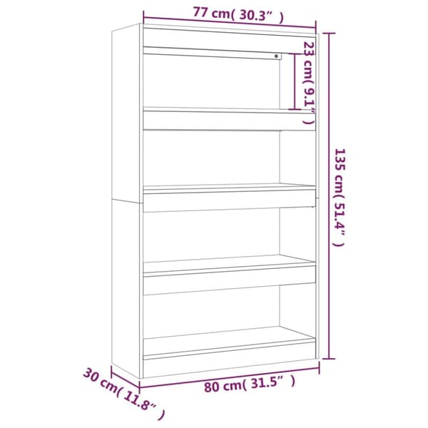 vidaXL bogreol/rumdeler 80x30x135 cm konstrueret træ grå sonoma-eg - Bogskabe & reoler
