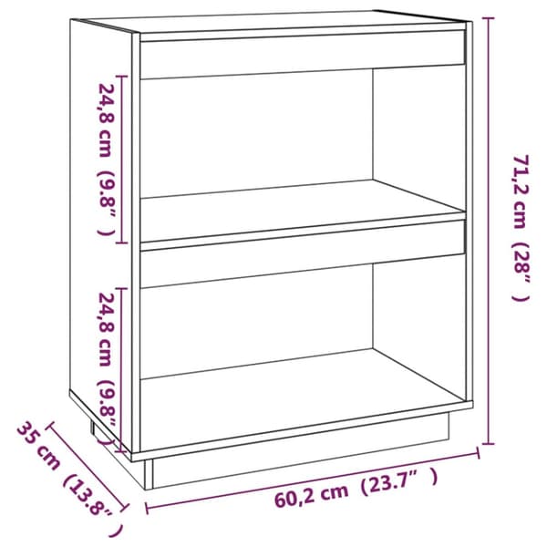 vidaXL bogreol 60x35x71 cm massivt fyrretræ grå -  Bogskabe & reoler