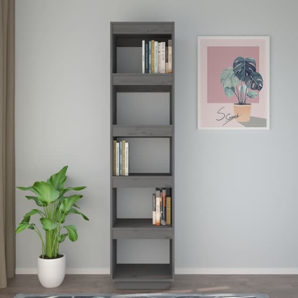 vidaXL bogreol/rumdeler 40x35x167 cm massivt fyrretræ grå -  Bogskabe & reoler
