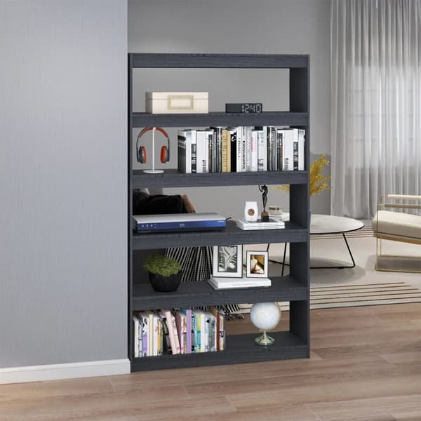 vidaXL bogreol/rumdeler 100x30x167,5 cm massivt fyrretræ grå -  Bogskabe & reoler