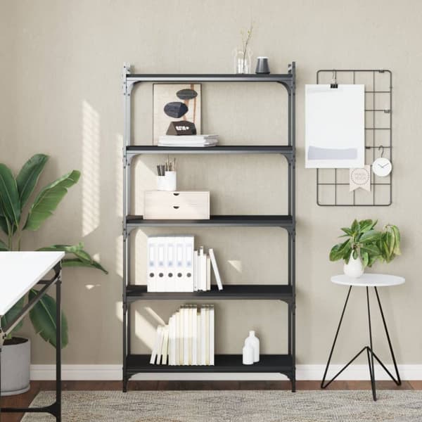 vidaXL Bokhylla 5 hyllplan svart 80x30x154 cm konstruerat trä - Bokhyllor & fristående hyllor