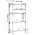 Miniatyrbillede 10 af 11: vidaXL bogreol 4 hylder 60x30x120 cm konstrueret træ røget eg -  Bogskabe & reoler