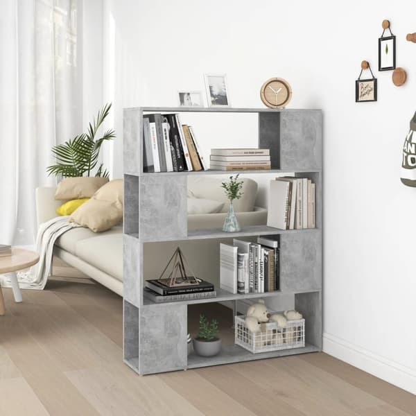 vidaXL Bokhylla Rumsavdelare betonggrå 100x24x124 cm -  Bokhyllor & fristående hyllor