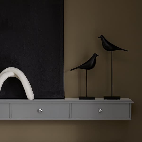 Rootz flydende hylde med skuffer - Vægmonteret skab - Opbevaringsorganisator - Moderne design - Pladsbesparende - Integrerede propper - Lysegrå - 93cm