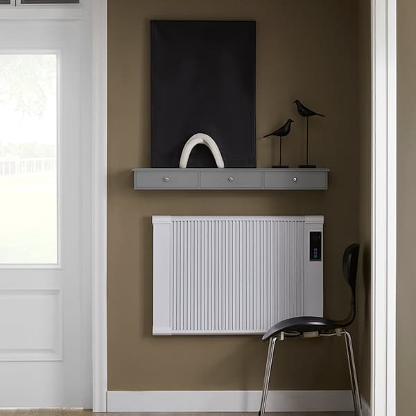 Rootz flydende hylde med skuffer - Vægmonteret skab - Opbevaringsorganisator - Moderne design - Pladsbesparende - Integrerede propper - Lysegrå - 93cm