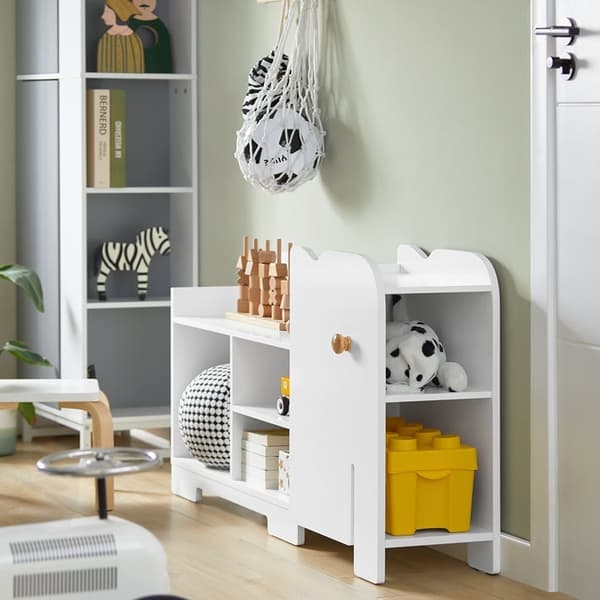 Rootz Elephant Børnehylde - Bogreol - Legetøjsopbevaring - Holdbar MDF-konstruktion - 7 åbne rum - Sikkerhed afrundede hjørner - 110 cm x 60 cm x 25 c
