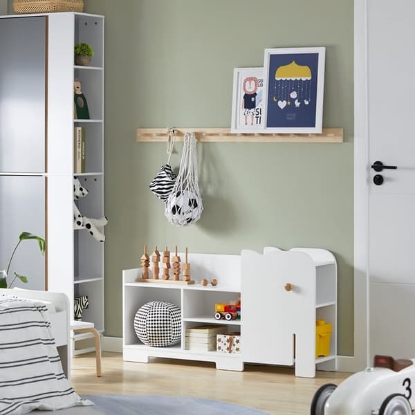 Rootz Elephant Børnehylde - Bogreol - Legetøjsopbevaring - Holdbar MDF-konstruktion - 7 åbne rum - Sikkerhed afrundede hjørner - 110 cm x 60 cm x 25 c