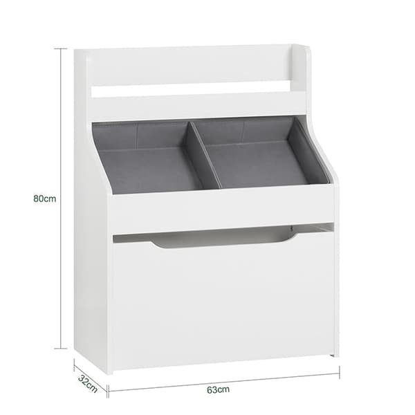 Rootz lasten kirjahylly leluarkulla - Säilytysjärjestelmä - Lasten kirjahylly - MDF ja kangasrakenne - Helppo koota - 63cm x 80cm x 32cm