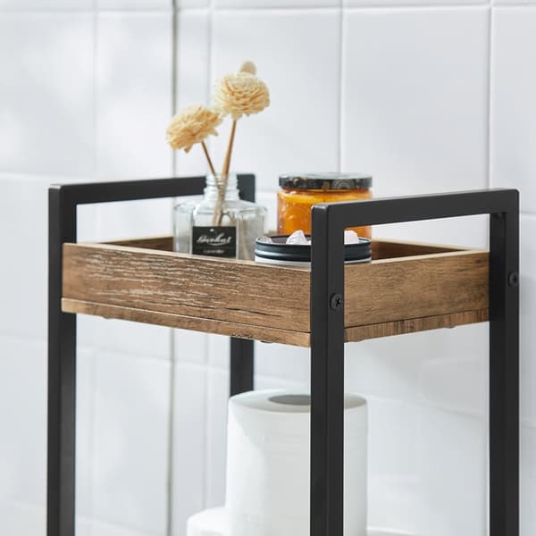 Rootz Rootz Badrumshylla - Vintage liten hylla - Förvaringsorganisator - MDF och metall - Mångsidig för badrum, kontor, kök - Inkluderar golvskydd - 2