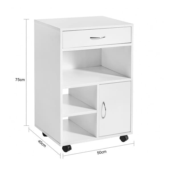 Rootz multifunktionelt printerbord - Kontoropbevaringsskab - Sidebord - Sofabord - Alsidig brug - Låsbare hjul - Holdbart PB-materiale - 50 cm x 75 cm
