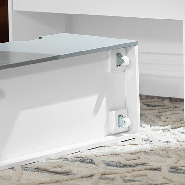 Rootz børnebogreol med legetøjskiste - Opbevaringsorganisering - Bogreol - MDF-materiale - Nem adgang for småbørn - Med hjul - 62,5 cm x 70 cm x 30 cm