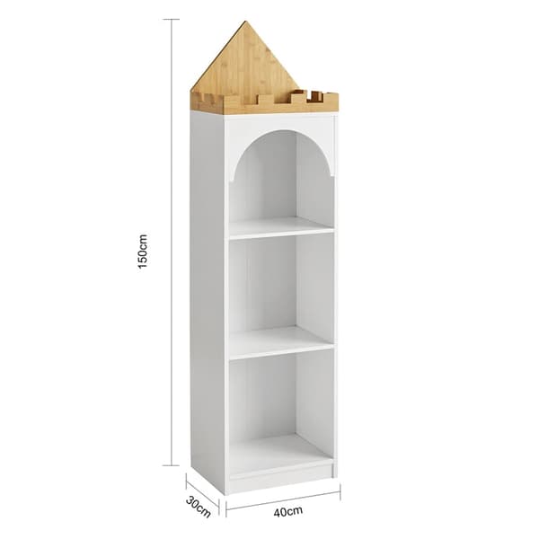 Rootz lasten kirjahylly - Säilytyshylly - Lastenhuoneen järjestäjä - Linnasuunnittelu - Ympäristöystävällinen maali - Kaatumisenestoturva - 40cm x 150