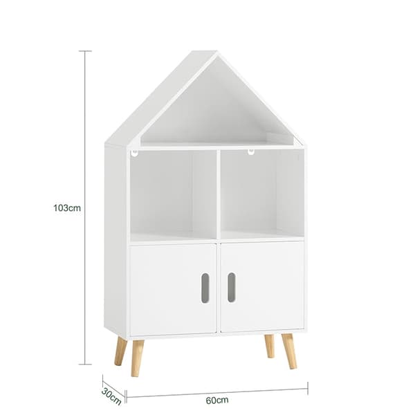 Rootz barnbokhylla - Leksakshylla - Förvaringsställ - MDF- och furukonstruktion - Säkerhetsfunktioner - Tippskydd - 60 cm x 103 cm x 30 cm