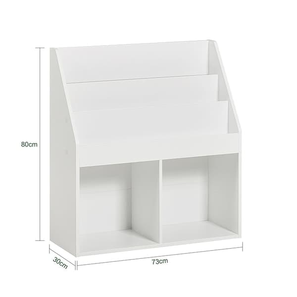 Rootz lasten kirjahylly - Lehtihylly - Säilytyshylly - Ihanteellinen taaperoille - 3 säilytyslokeroa - Helppo koota - 73cm x 80cm x 30cm