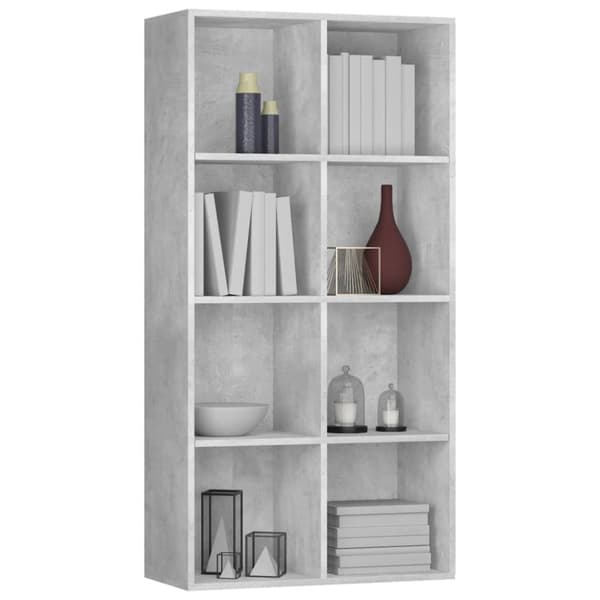 The Living Store bogreol/skænk 66x30x130 cm konstrueret træ Betongrå - Bogskabe & reoler