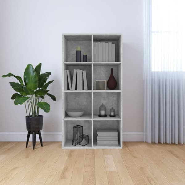 The Living Store bogreol/skænk 66x30x130 cm konstrueret træ Betongrå - Bogskabe & reoler
