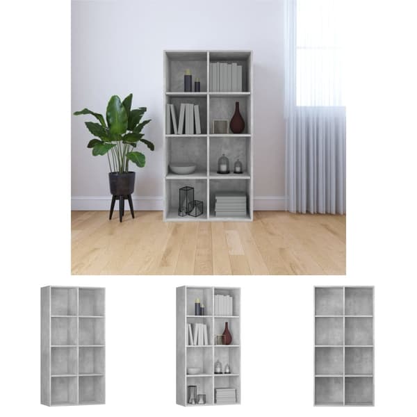 The Living Store Kirjahylly/senkki betoninharmaa 66x30x130 cm tekninen puu -  Kirjahyllyt