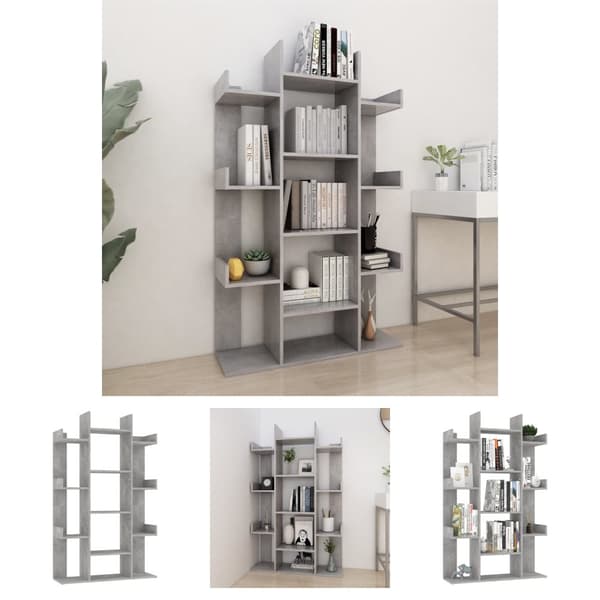 The Living Store bogreol 86x25,5x140 cm konstrueret træ betongrå -  Bogskabe & reoler