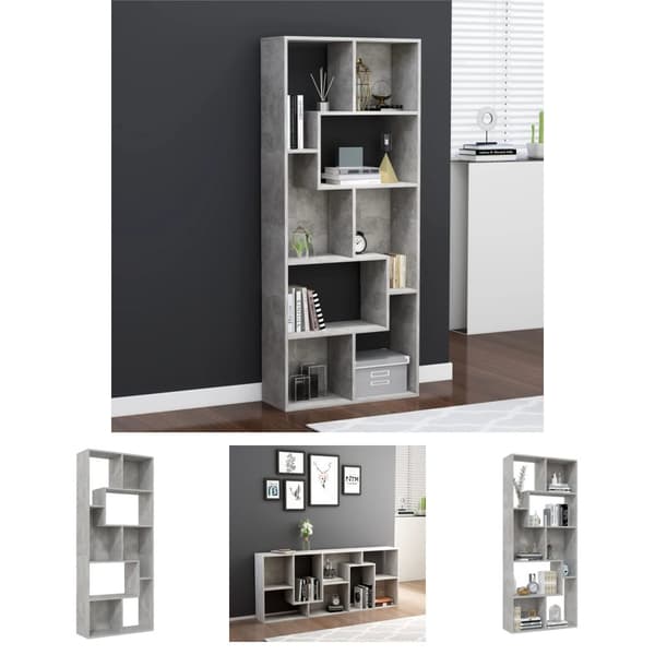 The Living Store Kirjahylly betoninharmaa 67x24x161 cm tekninen puu -  Kirjahyllyt