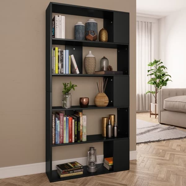 The Living Store Kirjahylly/tilanjakaja musta 80x24x159 cm tekninen puu - Kirjahyllyt