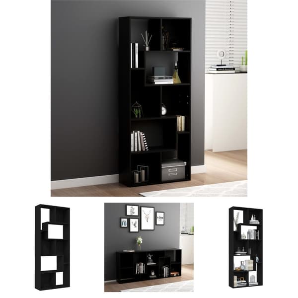 The Living Store Kirjahylly musta 67x24x161 cm tekninen puu -  Kirjahyllyt