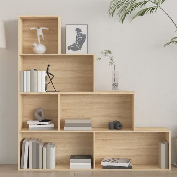 The Living Store bogreol/rumdeler 155x24x160 cm konstrueret træ sonoma-eg - Bogskabe & reoler