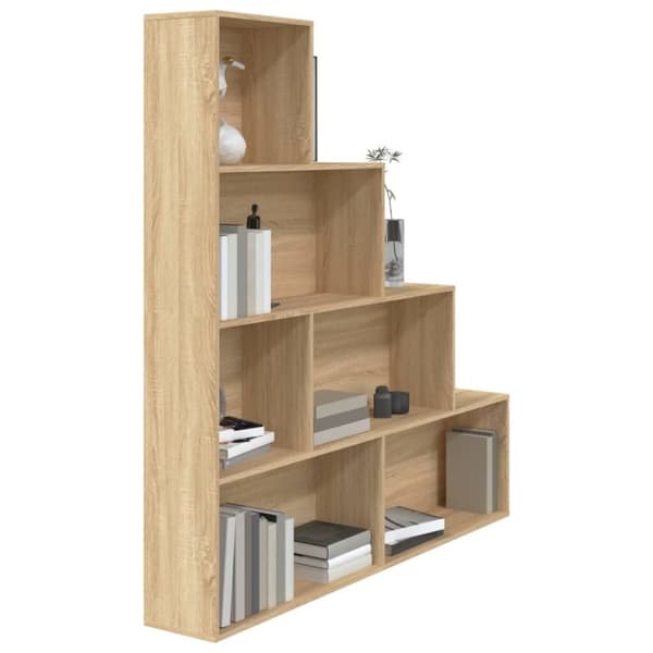 The Living Store bogreol/rumdeler 155x24x160 cm konstrueret træ sonoma-eg - Bogskabe & reoler
