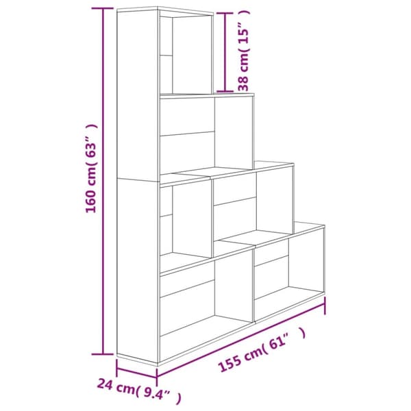 The Living Store bogreol/rumdeler 155x24x160 cm konstrueret træ sonoma-eg - Bogskabe & reoler