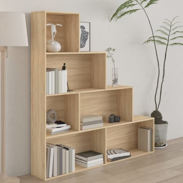 The Living Store bogreol/rumdeler 155x24x160 cm konstrueret træ sonoma-eg - Bogskabe & reoler