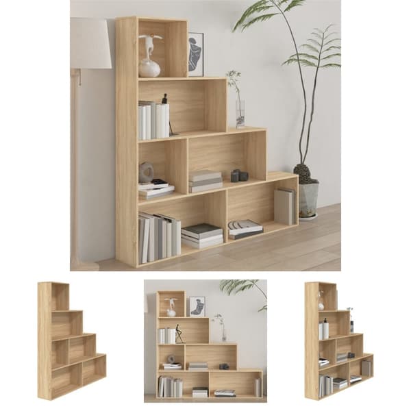 The Living Store bogreol/rumdeler 155x24x160 cm konstrueret træ sonoma-eg - Bogskabe & reoler