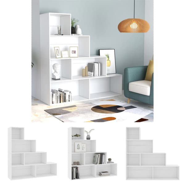 The Living Store bogreol/rumdeler 155x24x160 cm konstrueret træ hvid - Bogskabe & reoler