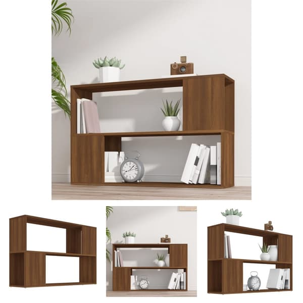 The Living Store bogreol 100x24x63 cm konstrueret træ brun egetræsfarve -  Bogskabe & reoler