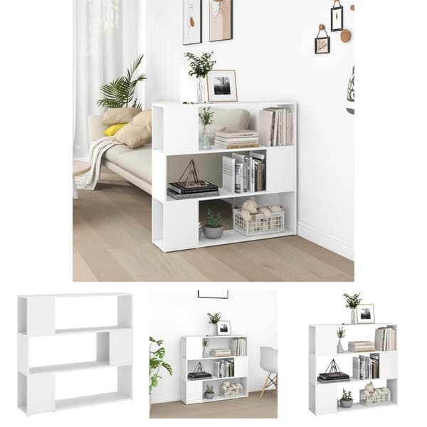 The Living Store bogreol/rumdeler 100x24x94 cm hvid - Bogskabe & reoler
